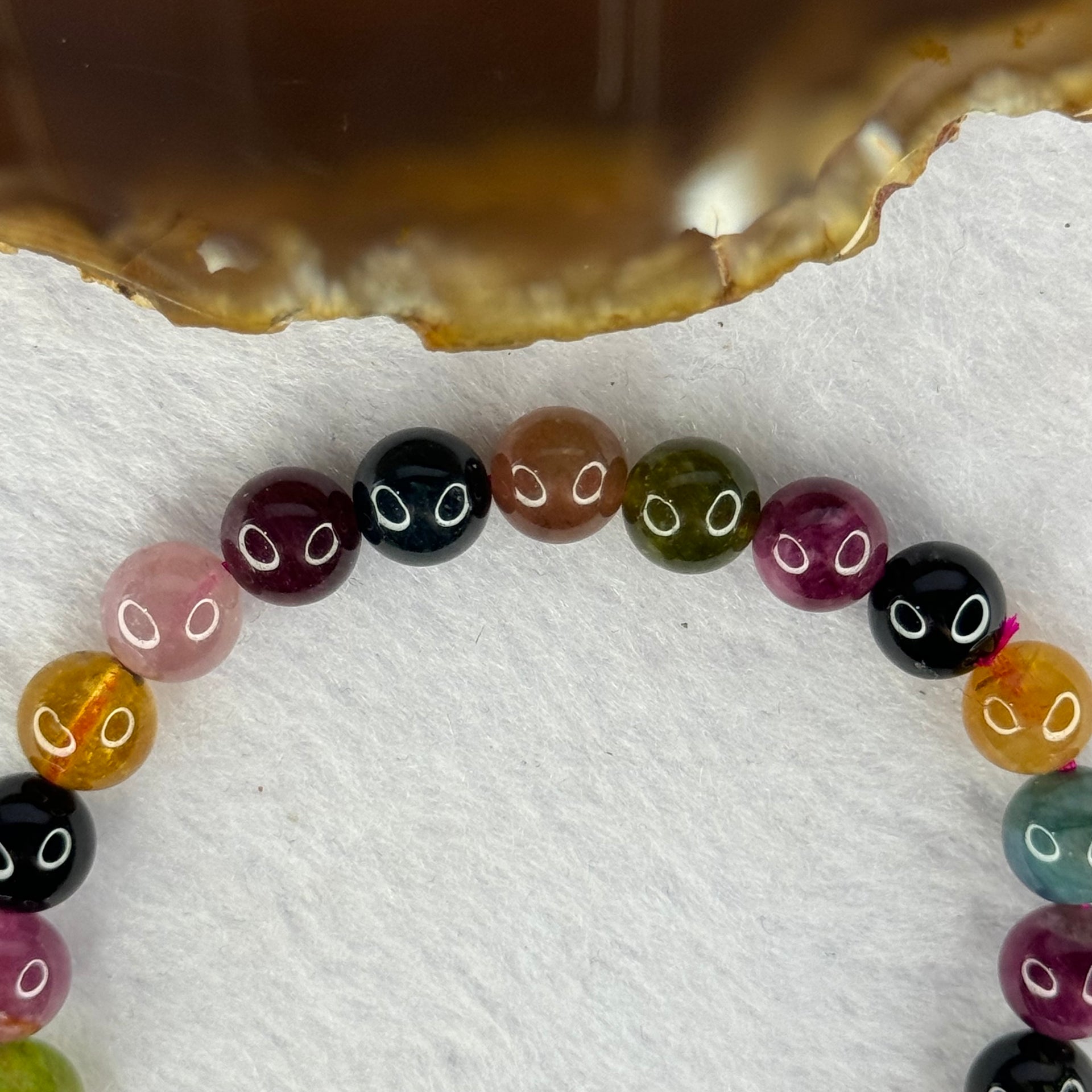 Good Grade Natural Tourmaline Beads Bracelet 好的天然碧玺珠手链 17.49g 15.5cm 7.9mm 24 Beads - Huangs Jadeite and Jewelry Pte Ltd