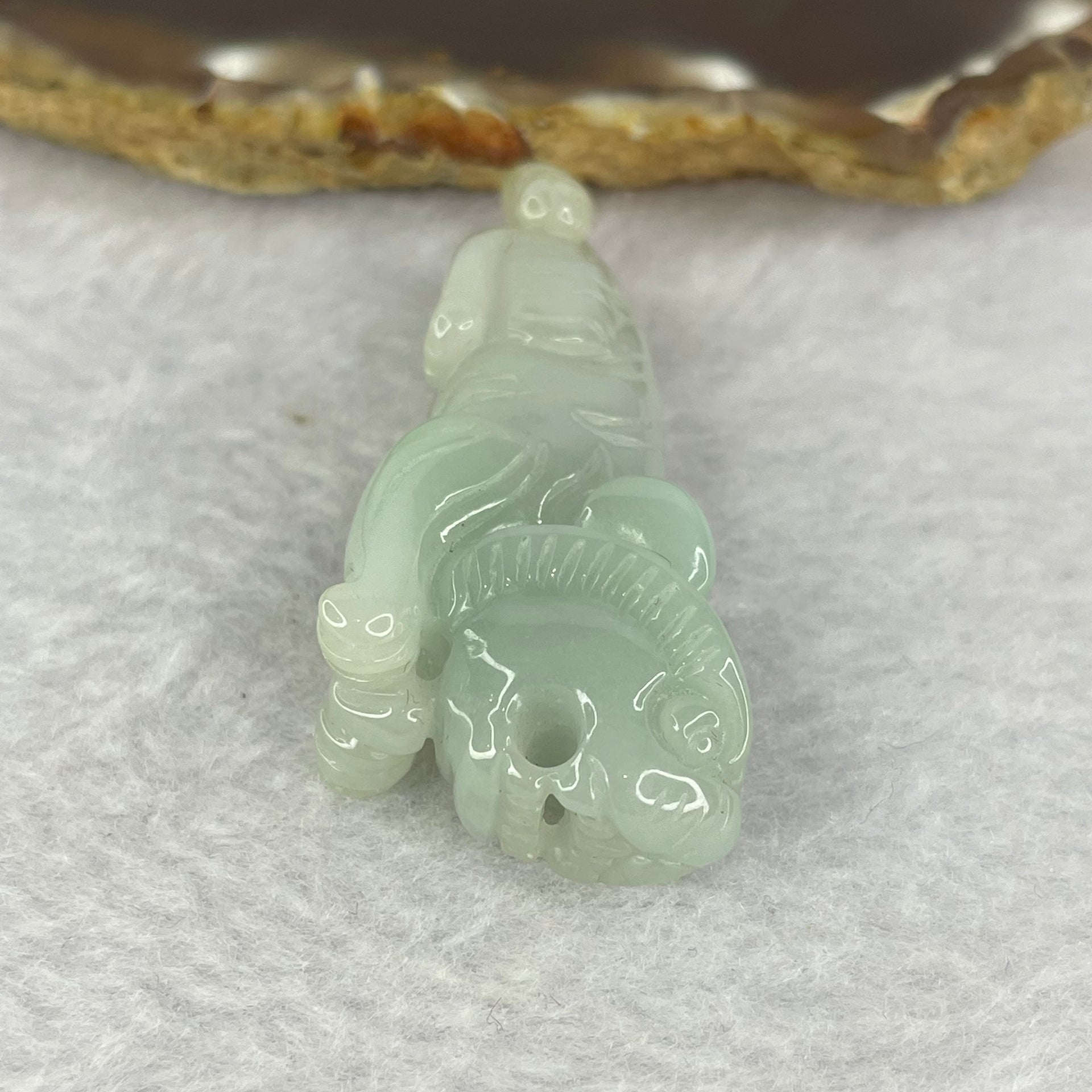 Type A Sky Blue with Yellow Jadeite Tiger 24.95g by 52.6 by 14.7 by 23.6mm - Huangs Jadeite and Jewelry Pte Ltd