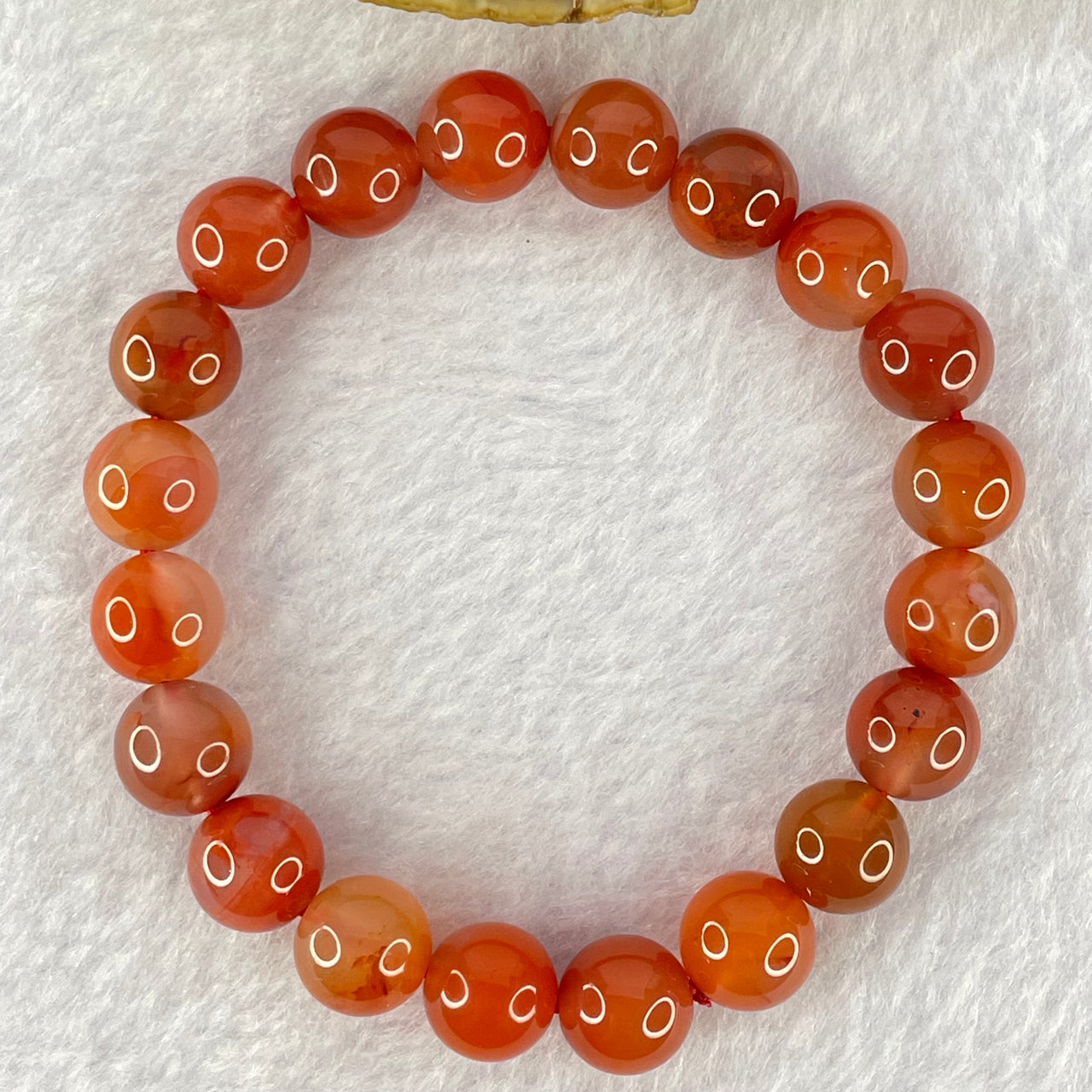 Natural Red Floral Agate Beads Bracelet 天然红飘花玛瑙手链 23.70g 16cm 9.7mm 20 Beads