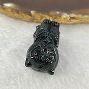 Type A Opaque Black Omphasite Jadeite Tiger Pendant A货墨翠老虎牌 17.41g 30.5 by 17.5 by 17.6 mm - Huangs Jadeite and Jewelry Pte Ltd