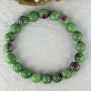 Natural Emerald And Ruby Zoisite Beads Bracelet 40.94g 18cm 10.7mm 20 Beads - Huangs Jadeite and Jewelry Pte Ltd