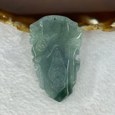 Type A ICY Blueish Green Jadeite Phoenix Pendent 16.72g 54.6 by 33.6 by 4.8mm