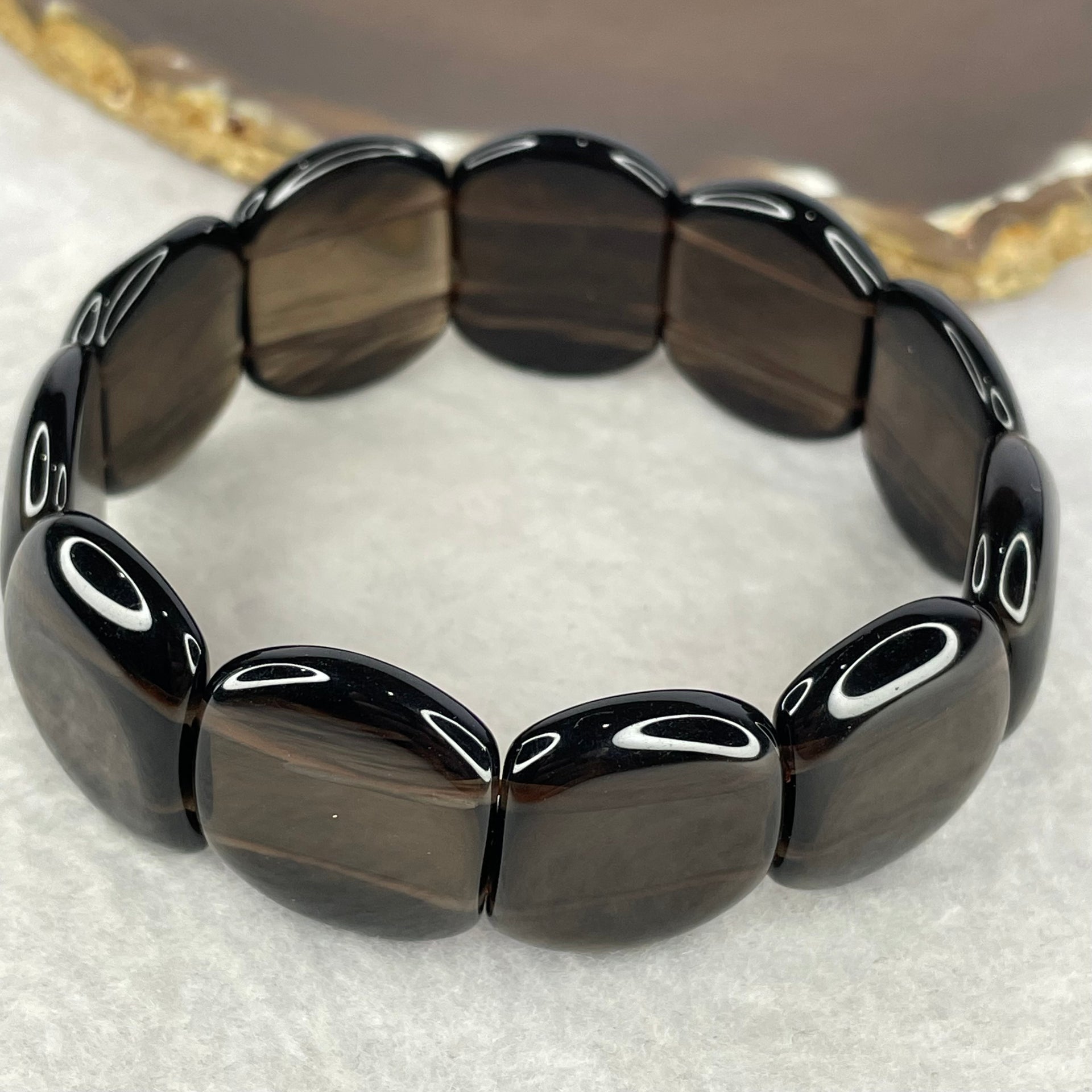 Natural Smoky Quartz Bracelet 52.56g 18.5cm 23.1 by 19.6 by 5.9mm 11 Pcs - Huangs Jadeite and Jewelry Pte Ltd