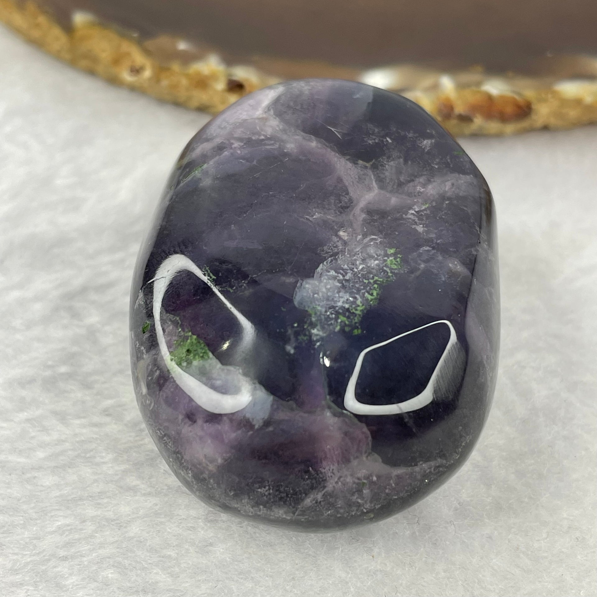 Natural Deep Intense Purple and Green Fluorite Crystal Mini Paper Weight Display 123.34g 55.6 by 38.7 by 27.2mm - Huangs Jadeite and Jewelry Pte Ltd