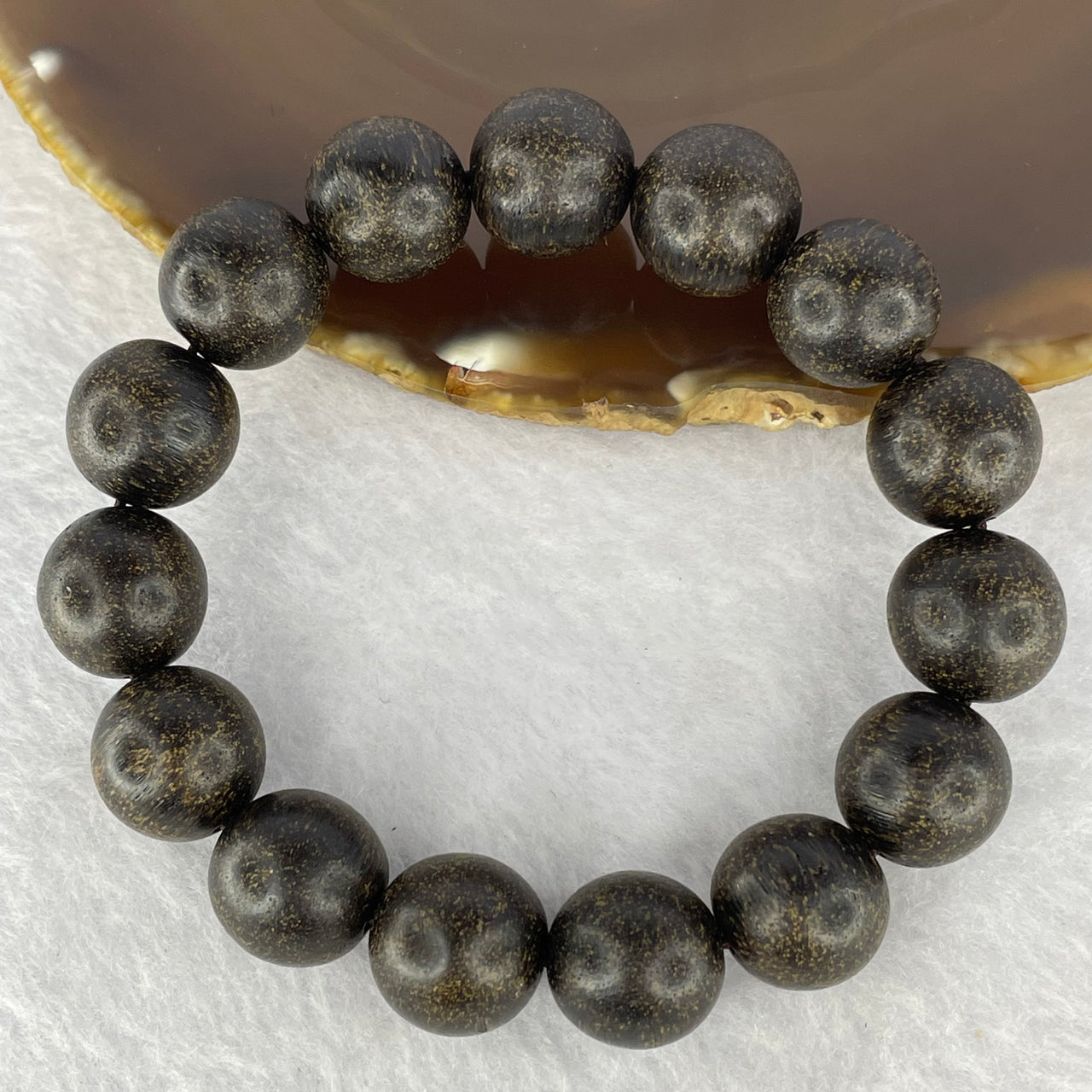 Natural Old Wild Indonesia Agarwood Beads Bracelet (Sinking Type) 天然老野生印尼沉香珠手链 23.04g 18 cm / 13.6 mm 15 Beads - Huangs Jadeite and Jewelry Pte Ltd