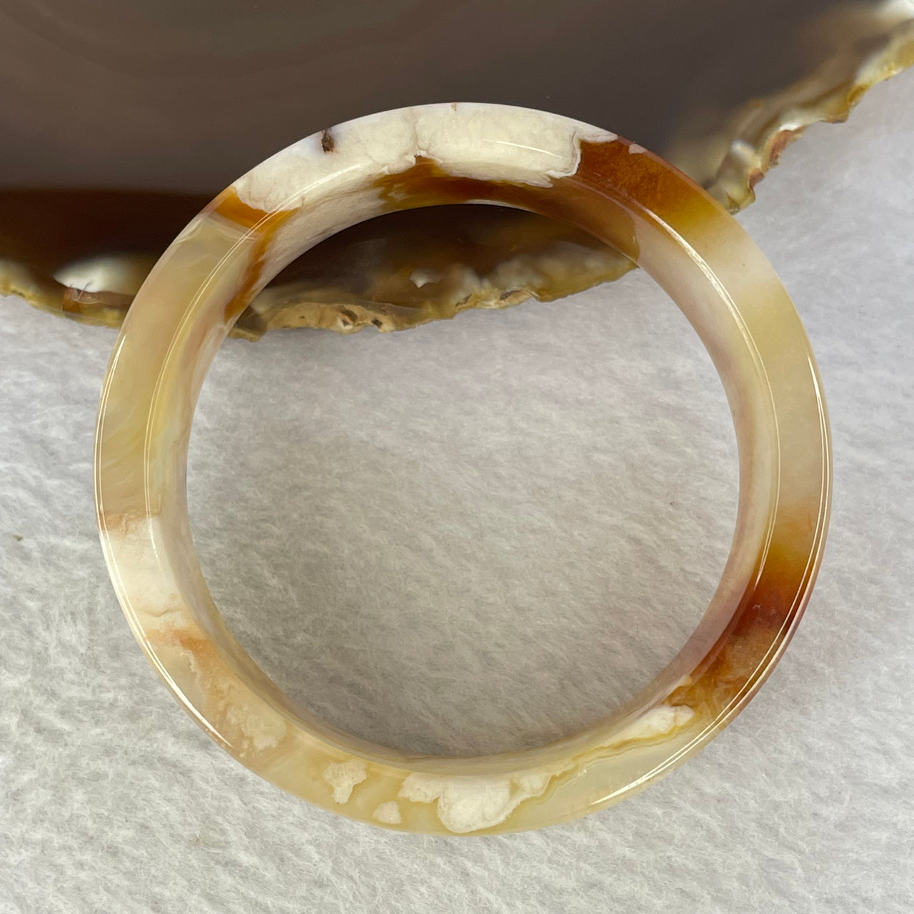 Natural Flower Agate Bangle 55.95g 21.3 by 5.7 mm Internal Diameter 54.1 mm - Huangs Jadeite and Jewelry Pte Ltd