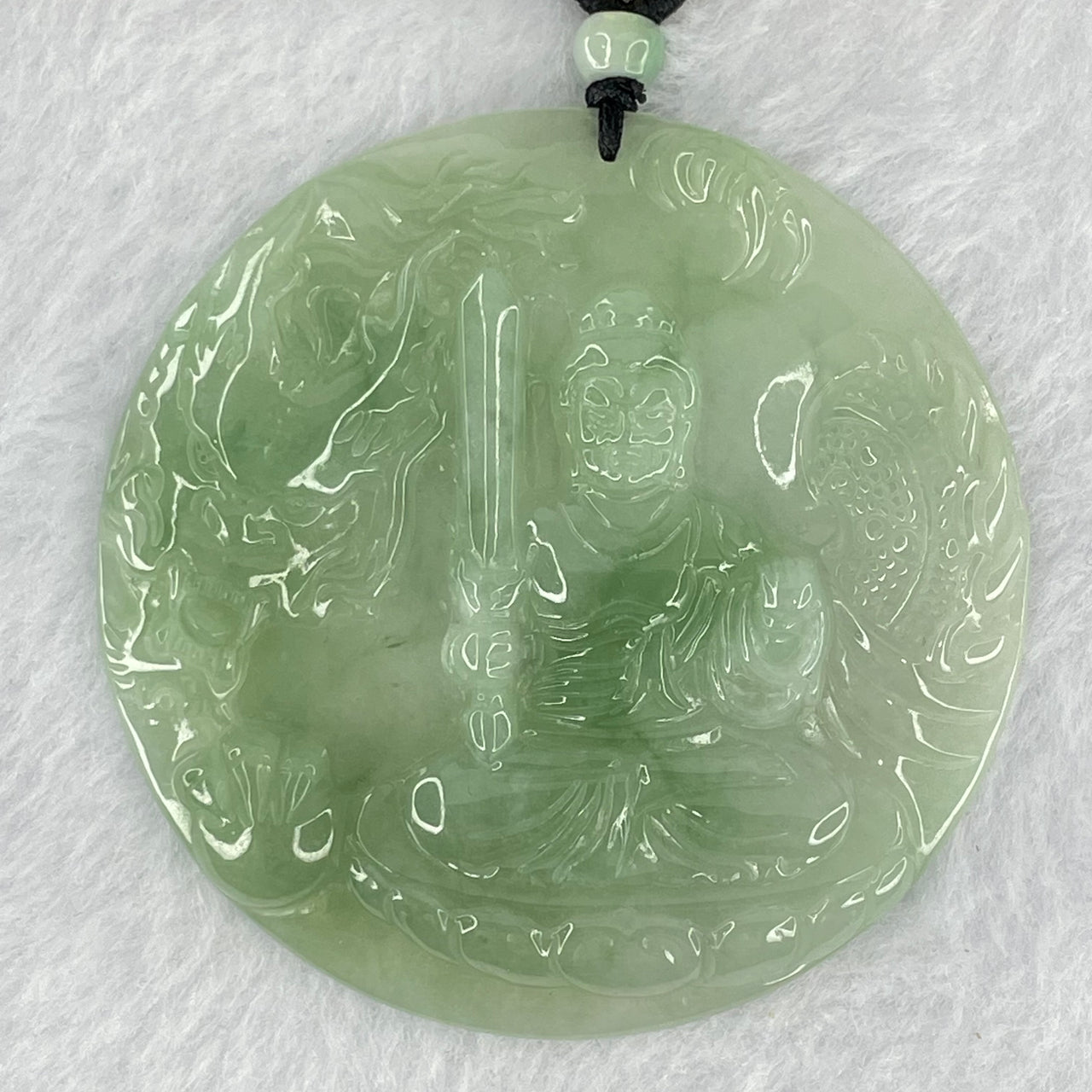 Type A Light Green and Lavender Jadeite Acala with Dragon Pendant 63.71g 55.5 by 5.3mm