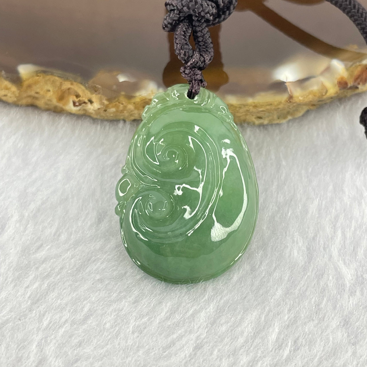 Type A Blueish Green Jadeite Ruyi Pendent 10.36g 30.5 by 21.0 by 8.4mm