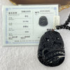 Black Obsidian Beads Necklace with Black Obsidian 3 Legged Toad Wealth Pendant 34.64g 53.0 by 40.9 by 11.3mm