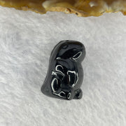 Type A Opaque Black Omphasite Dinosaur Pendant / Charm A货墨翠恐龙牌 8.59g 21.9 by 13.9 by 14.9 mm - Huangs Jadeite and Jewelry Pte Ltd