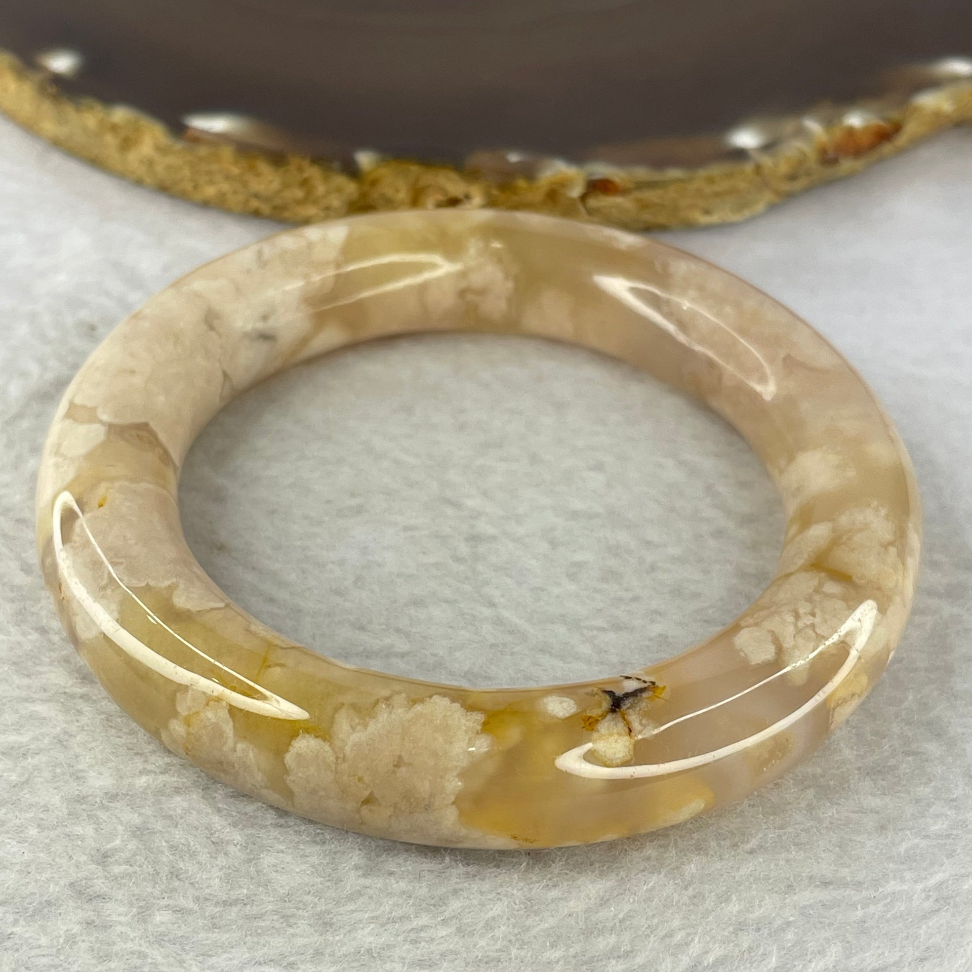 Natural Flower Agate Bangle 70.16g 13.0 by12.7 mm Internal Diameter 56.0 mm - Huangs Jadeite and Jewelry Pte Ltd