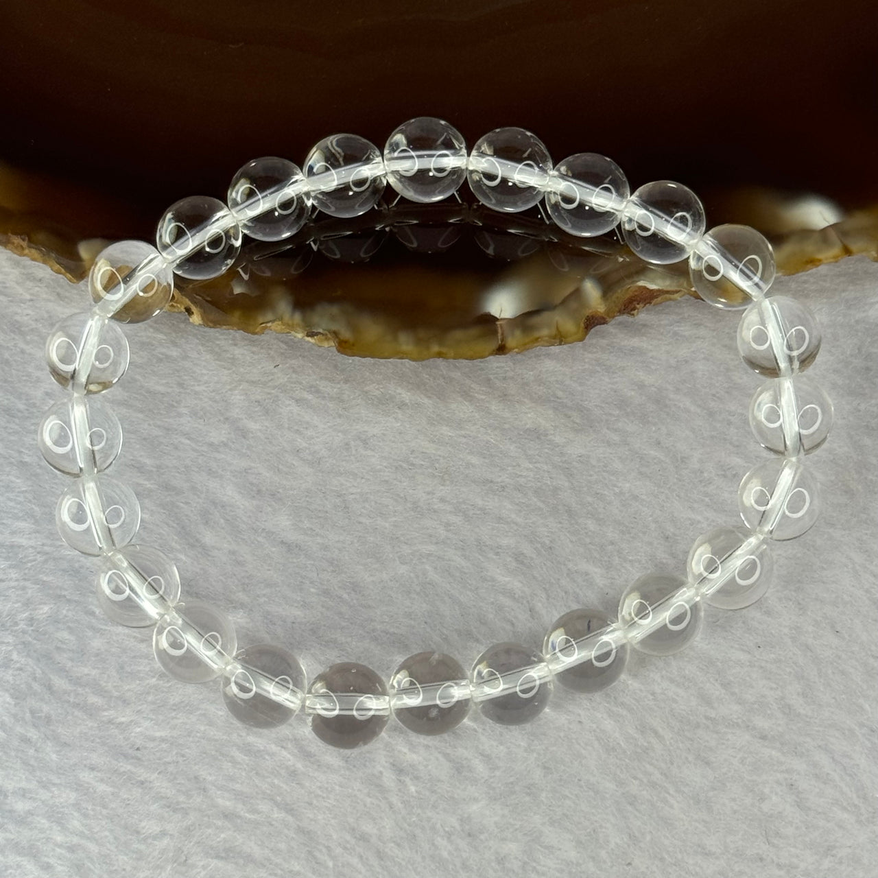 Natural Clear Quartz Bracelet 天然白水晶手链 18.81g 16.5cm 8.4mm 24 Beads