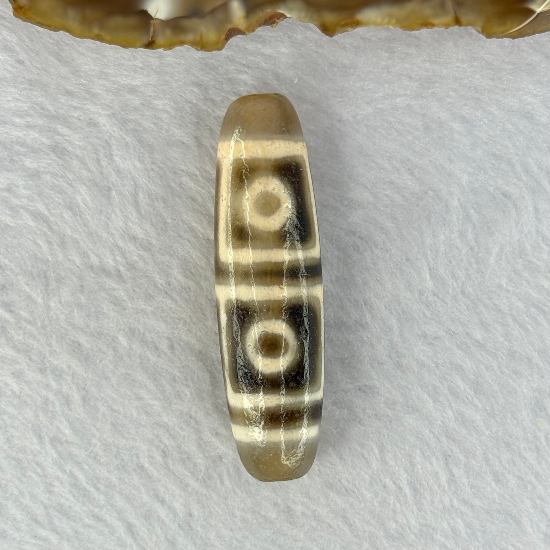 Natural Powerful Tibetan Old Oily Agate 4 Eyes Dzi Bead Heavenly Master (Tian Zhu) 四眼天诛 12.19g 46.9 by 13.1mm - Huangs Jadeite and Jewelry Pte Ltd