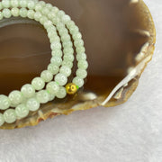 Type A Semi Icy Green with Wuji Grey Piao Hua Beads Necklace 125 Beads 5.5mm 32.88g - Huangs Jadeite and Jewelry Pte Ltd