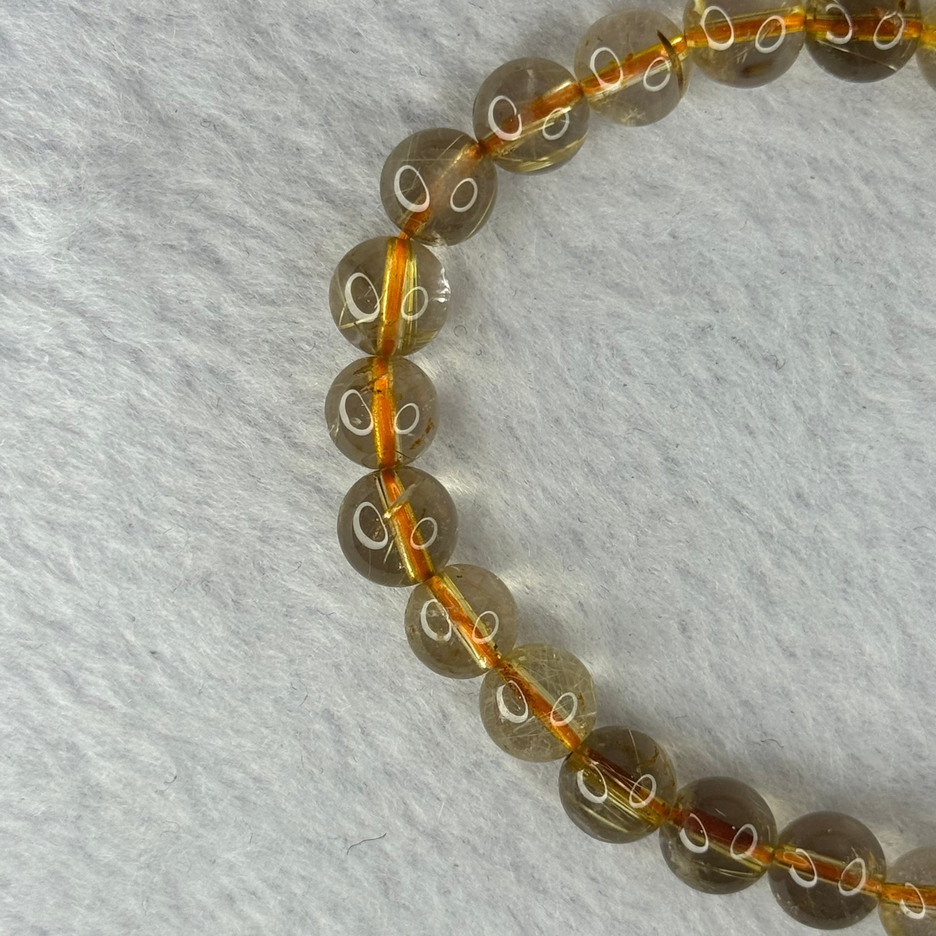 Natural Golden Rutilated Quartz Beads 天然金发水晶手链 15.03g 15.5cm 7.9mm 25 Beads - Huangs Jadeite and Jewelry Pte Ltd