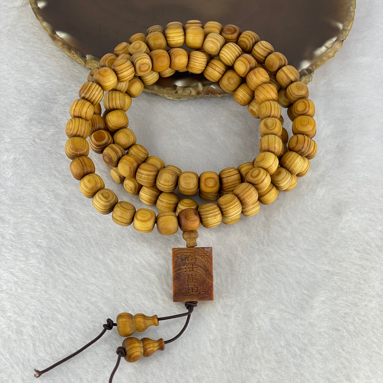 Natural Yabai Wood Beads Necklace 36.59g 9.3mm 114 Beads Pendant 19.9 by 15.0 by 6.0 mm - Huangs Jadeite and Jewelry Pte Ltd