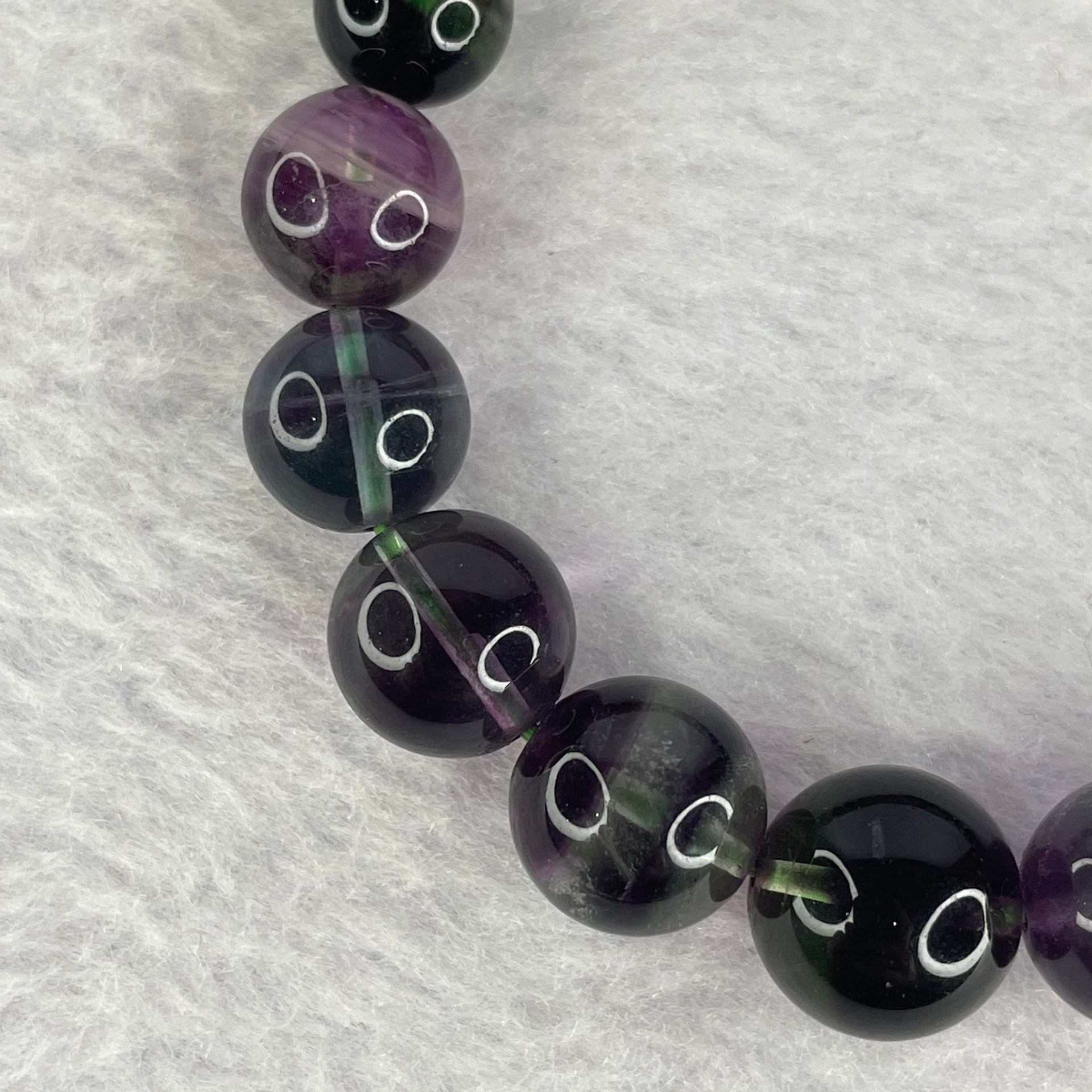 Natural Intense Deep Purple and Green Fluorite 21 Beads 12.4mm 32.70g - Huangs Jadeite and Jewelry Pte Ltd