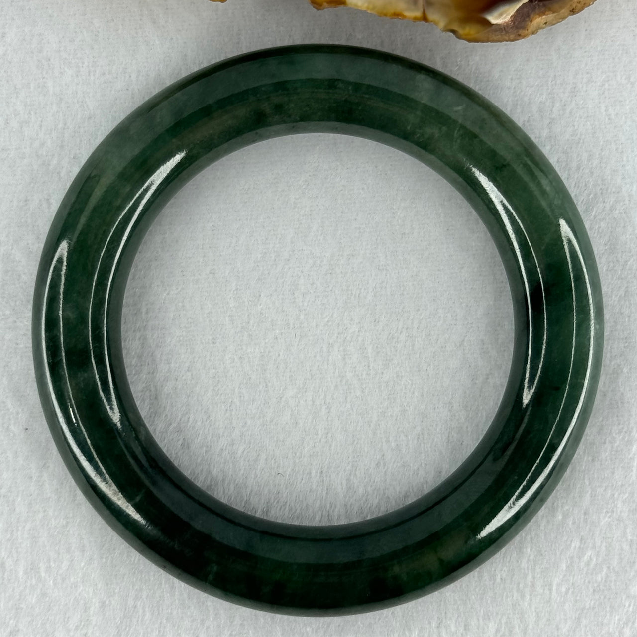 Type A Dark Green with Emerald Green Spots Jadeite Bangle Internal Diameter 55.2mm 87.66g 12.4 by 12.7mm (Slight Internal Lines)