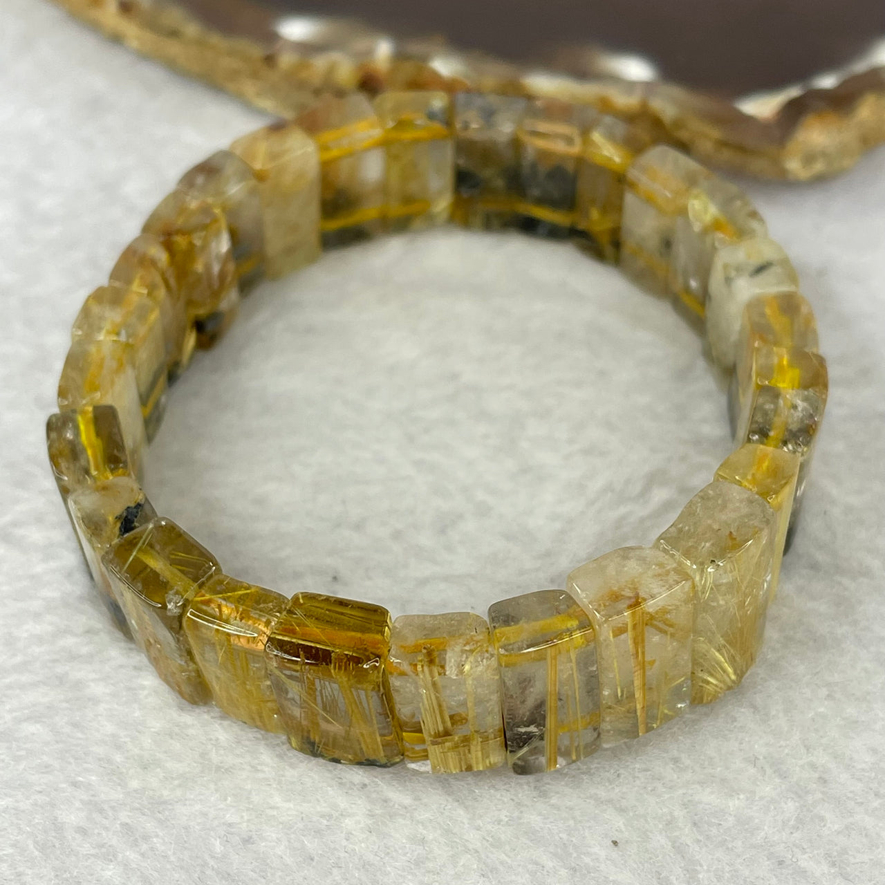 High Quality Natural Golden Rutilated Quartz Bracelet 高品质天然金顺发晶手链 33.46g 15.5cm 13.4 by 7.6 by 5.2mm 27 pc - Huangs Jadeite and Jewelry Pte Ltd