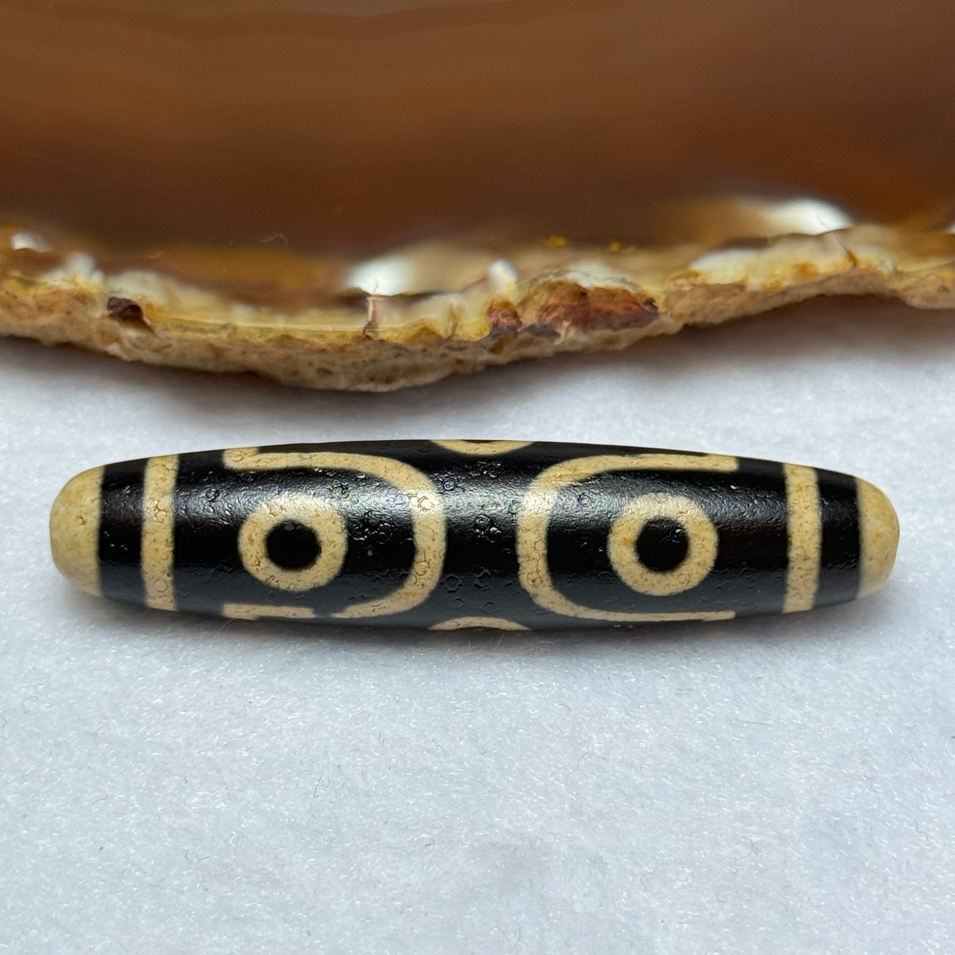 Natural Powerful Tibetan Old Oily Agate 6 Eyes Dzi Bead Heavenly Master (Tian Zhu) 六眼天诛 15.07g 58.5 by 13.1 mm - Huangs Jadeite and Jewelry Pte Ltd