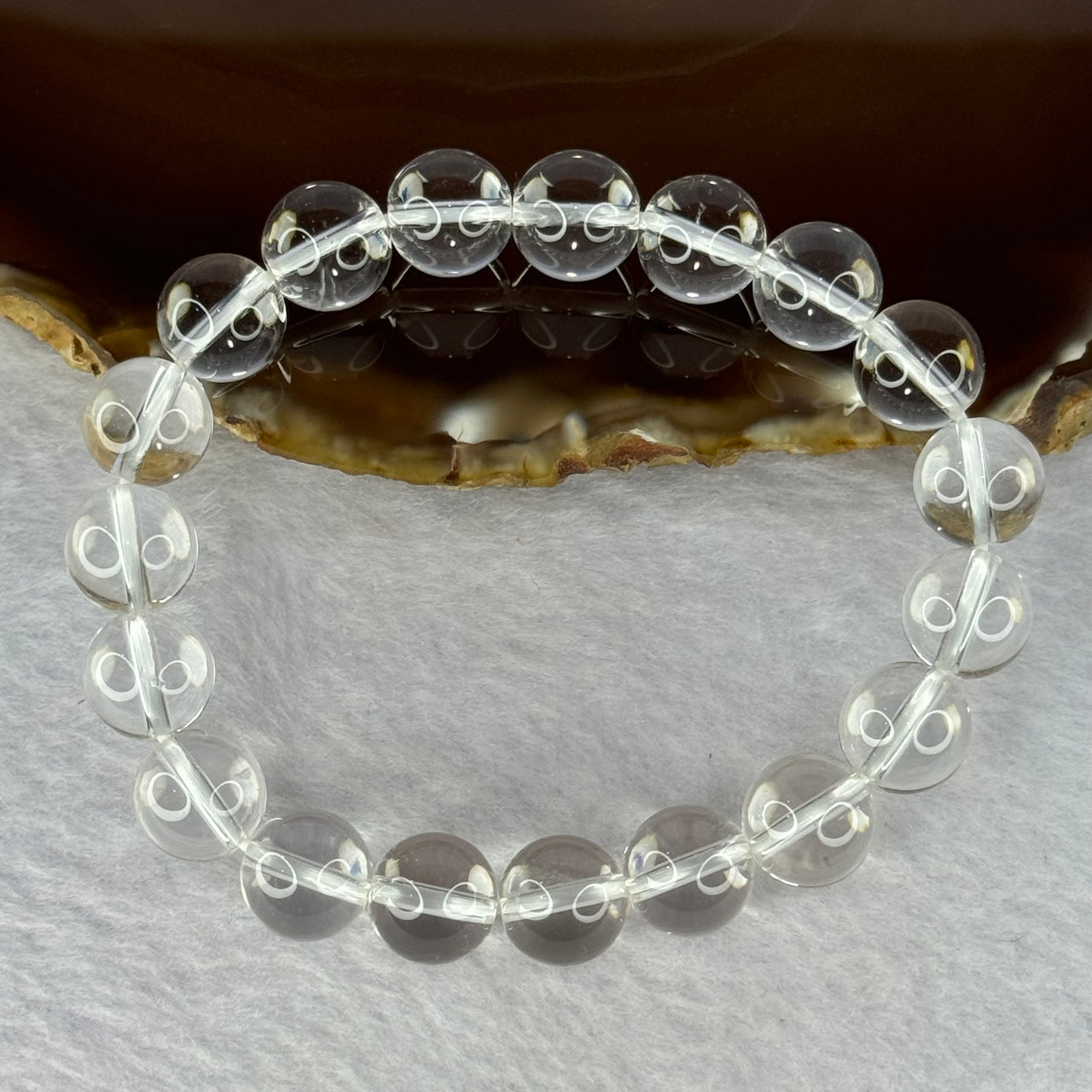 Natural Clear Quartz Bracelet 天然白水晶手链 30.81g 17cm 10.6mm 19 Beads