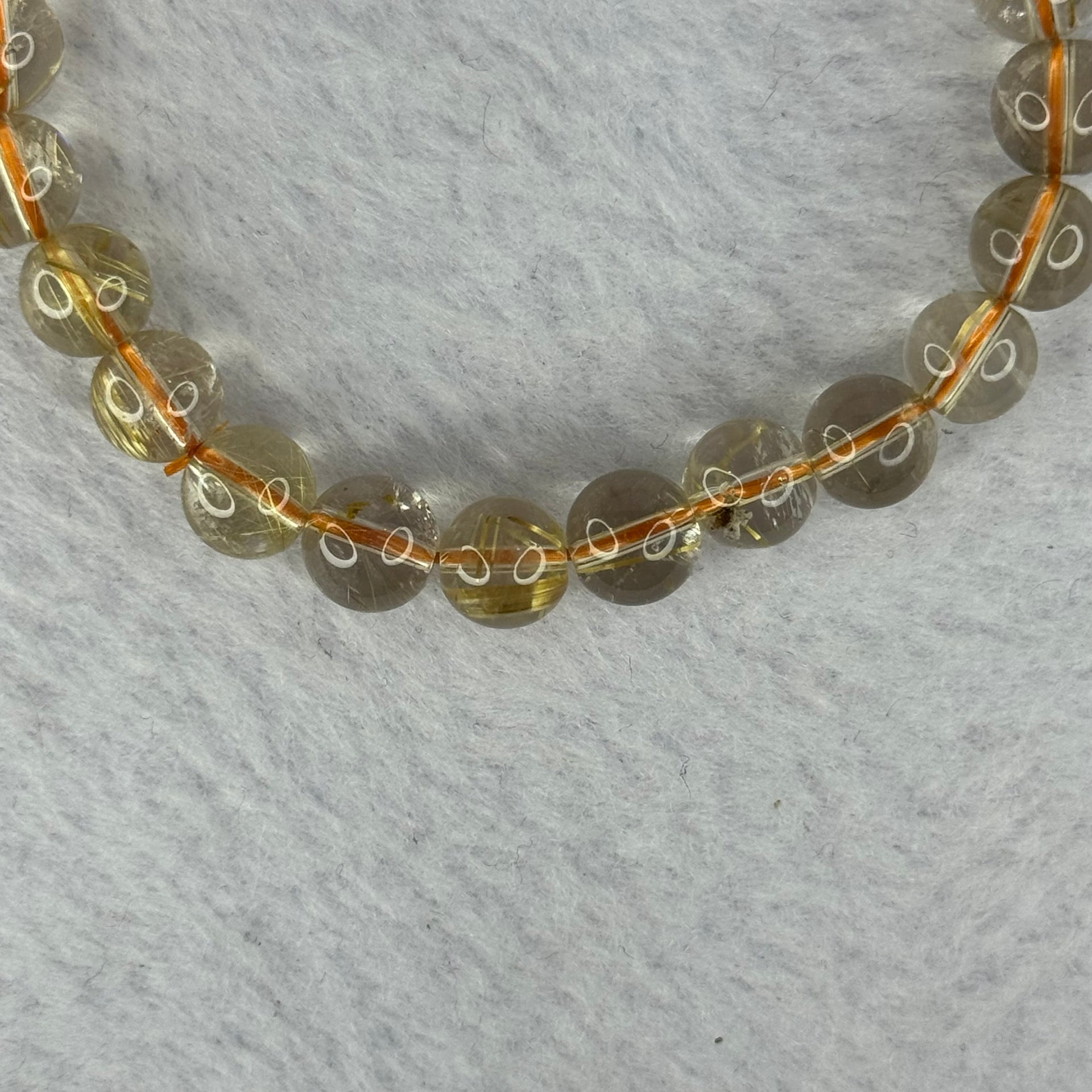 Natural Golden Rutilated Quartz Beads 天然金发水晶手链 15.58g 15.5cm 7.9mm 25 Beads - Huangs Jadeite and Jewelry Pte Ltd