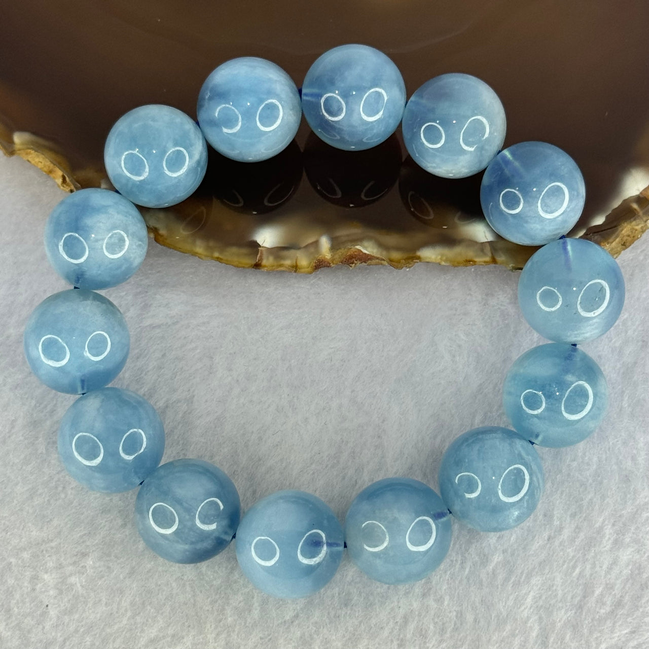 Natural Aquamarine Beads Bracelet 76.54g 19cm 15.9mm 14 Beads