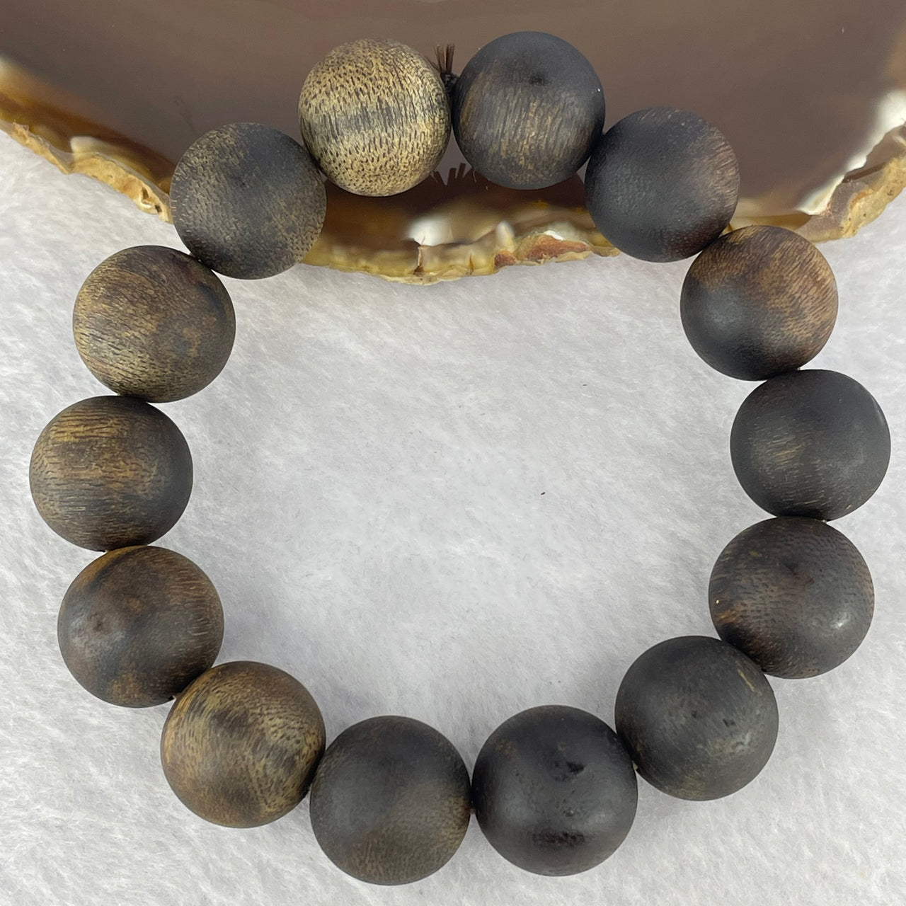 Rare Very Very High End Very Old Wild Vietnam Qi Nan Sinking Type Agarwood Beads Bracelet 罕见非常高端非常古老野生越南奇南沉沉型沉香珠手链 41.23g 20 cm 17.3 mm 14 Beads - Huangs Jadeite and Jewelry Pte Ltd