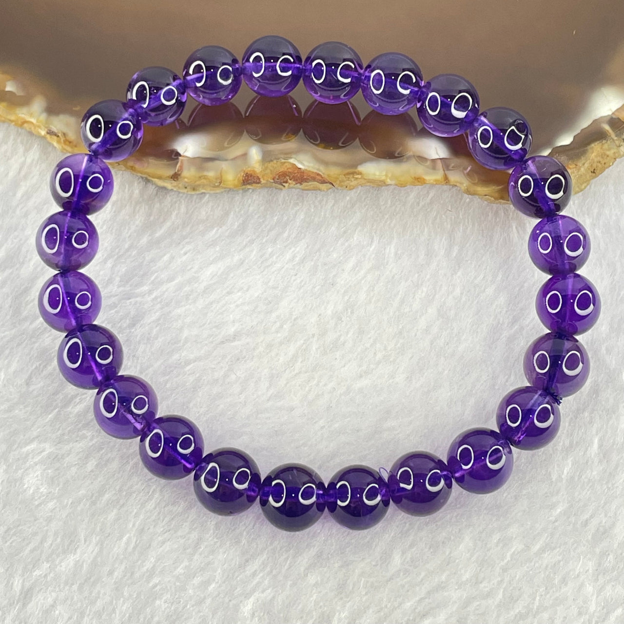 Very Good Grade Natural Amethyst Bracelet 18.35g 16cm 8.4mm 24 Beads