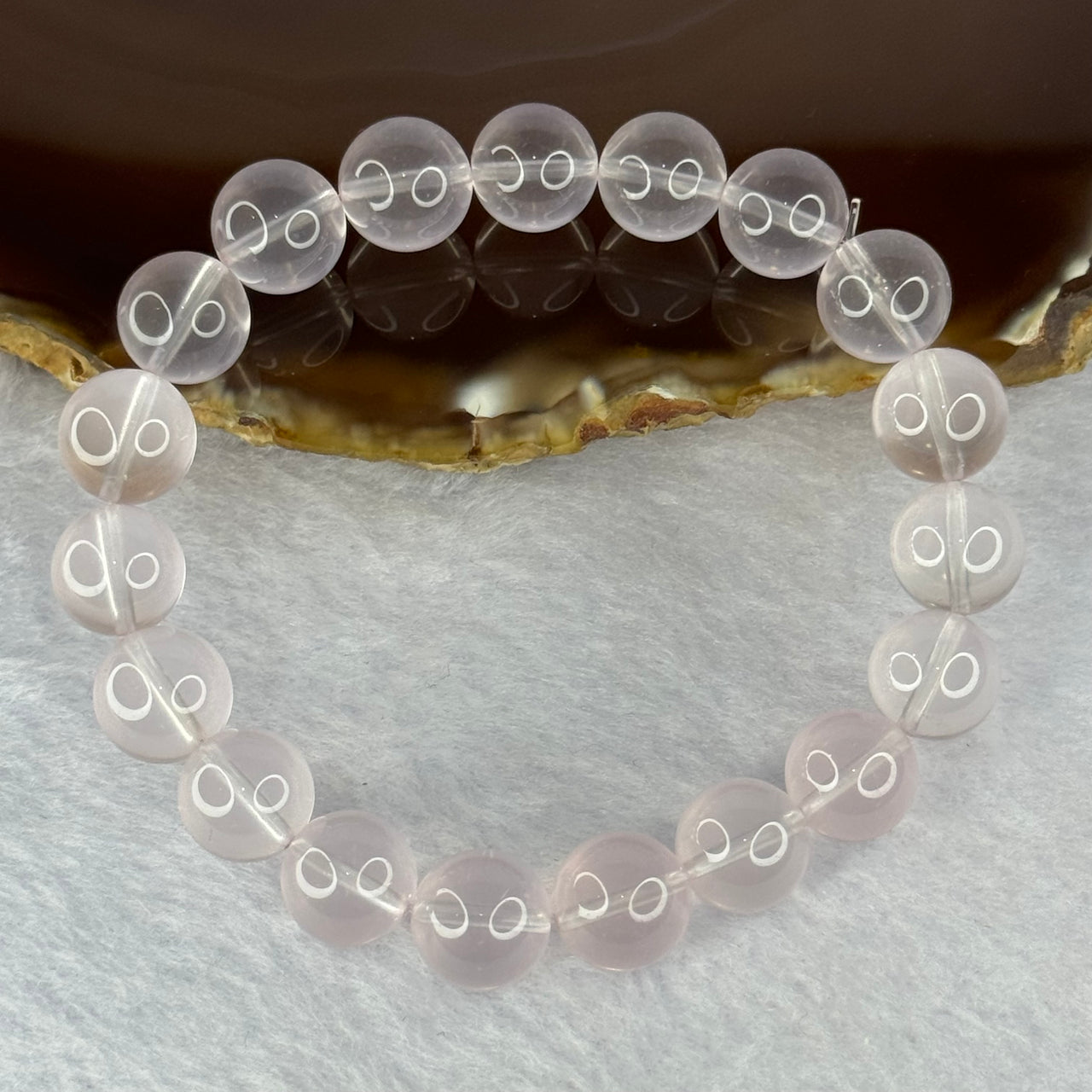 Natural Rose Quartz Beads Bracelet 天然玫瑰石英珠手链 32.27g 17.5cm 10.9mm 19 Beads