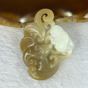 Natural Brown with White Nephrite Bat Pendant 18.57g 49.0 by 38.0 by 10.8mm - Huangs Jadeite and Jewelry Pte Ltd