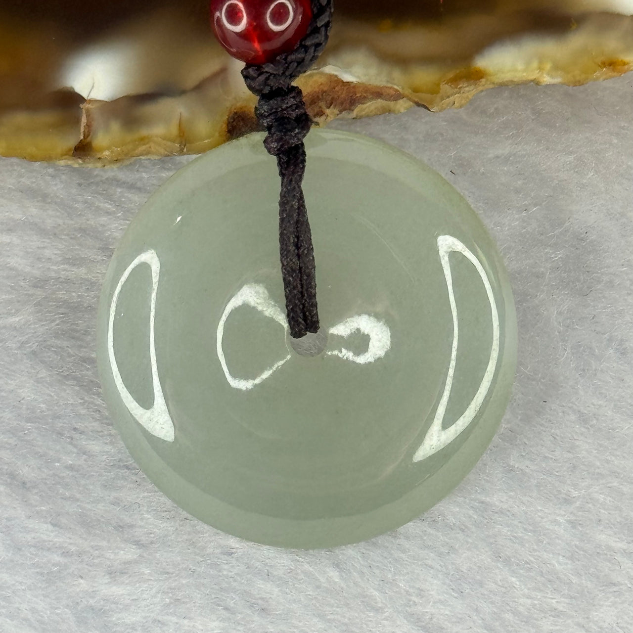 Type A Light Green Jadeite Ping An Kou Donut Pendent 7.75g 25.4 by 6.1mm - Huangs Jadeite and Jewelry Pte Ltd