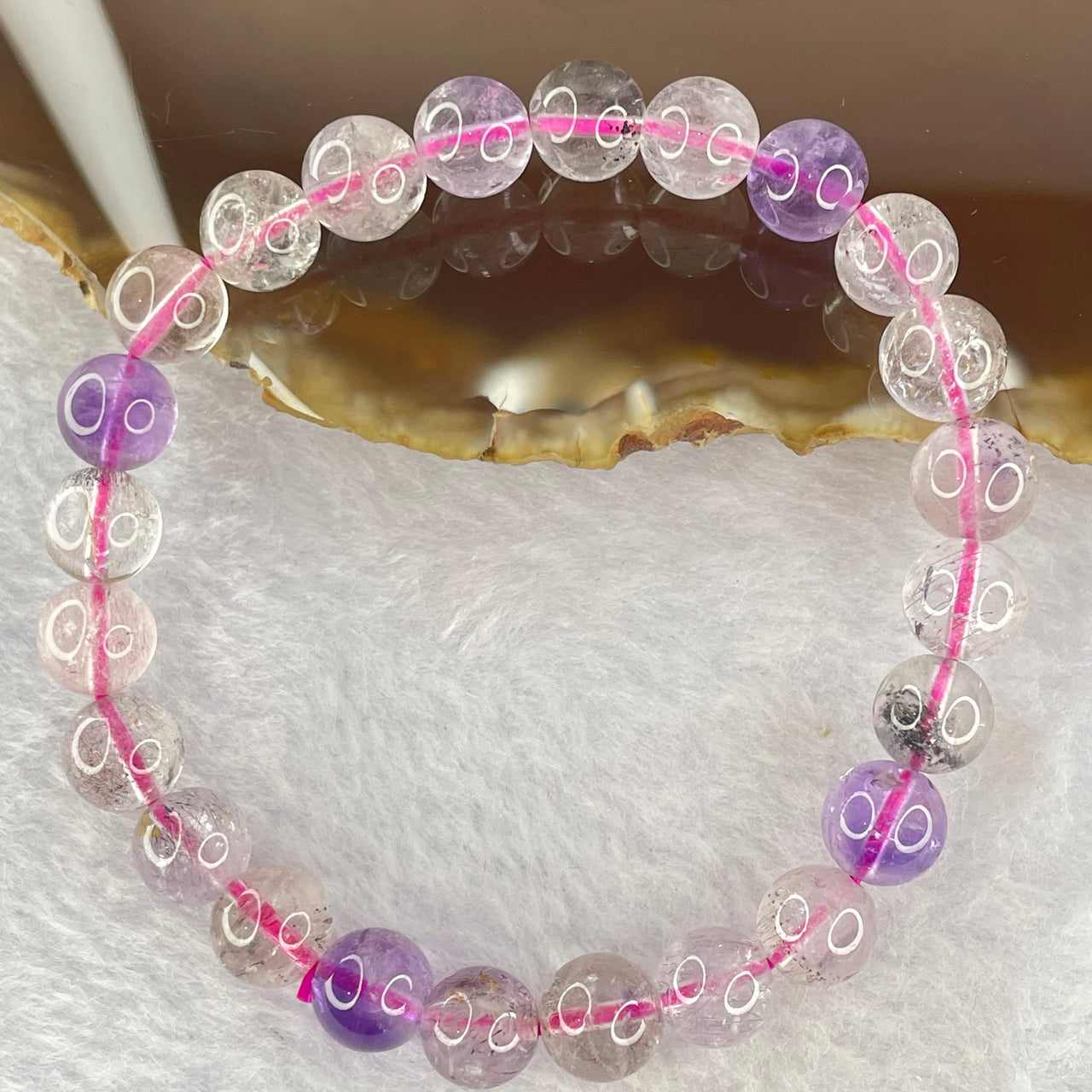 Natural super 7 Crystal Bracelet 17.56g 8.4mm 24beads - Huangs Jadeite and Jewelry Pte Ltd