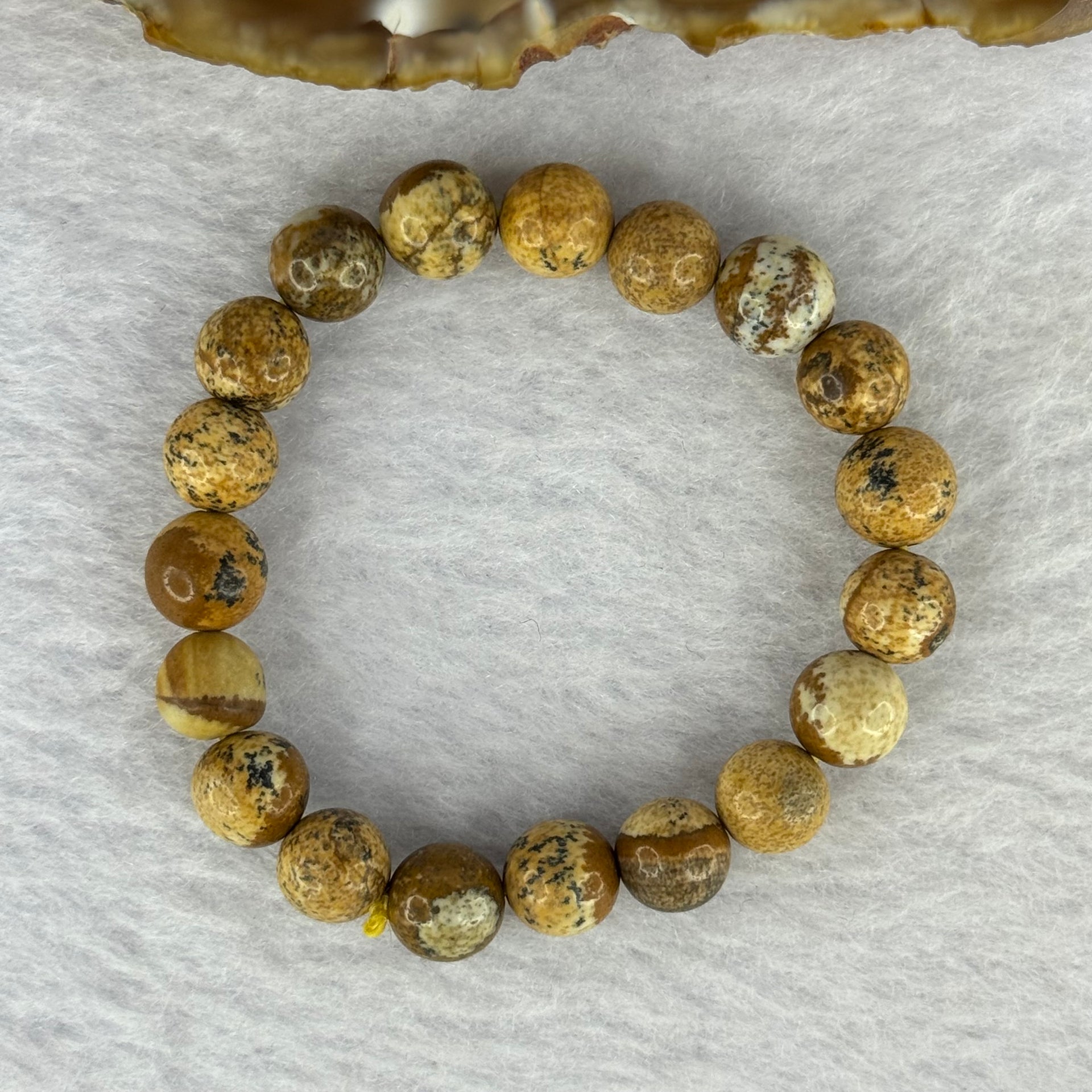 Natural Picture Jasper Bracelet 12.67g 12.5cm 8.2mm 19 Beads - Huangs Jadeite and Jewelry Pte Ltd