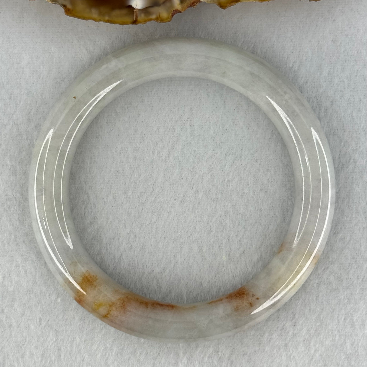 Type A Faint Green Lavender with Brownish Red Patches Jadeite Bangle Internal Diameter 54.1mm 49.27g 9.9 by 9.5mm (Slight Internal Line)