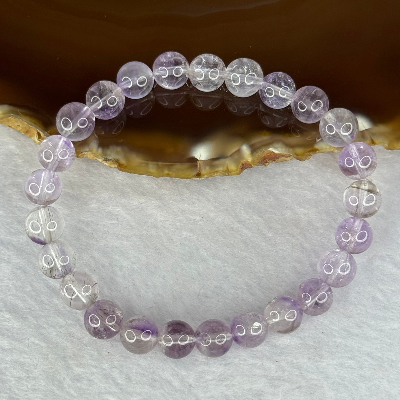 Natural Super 7 Amethyst Beads Bracelet 天然紫超七手链 15.34g 16cm 7.8mm 25 Beads - Huangs Jadeite and Jewelry Pte Ltd