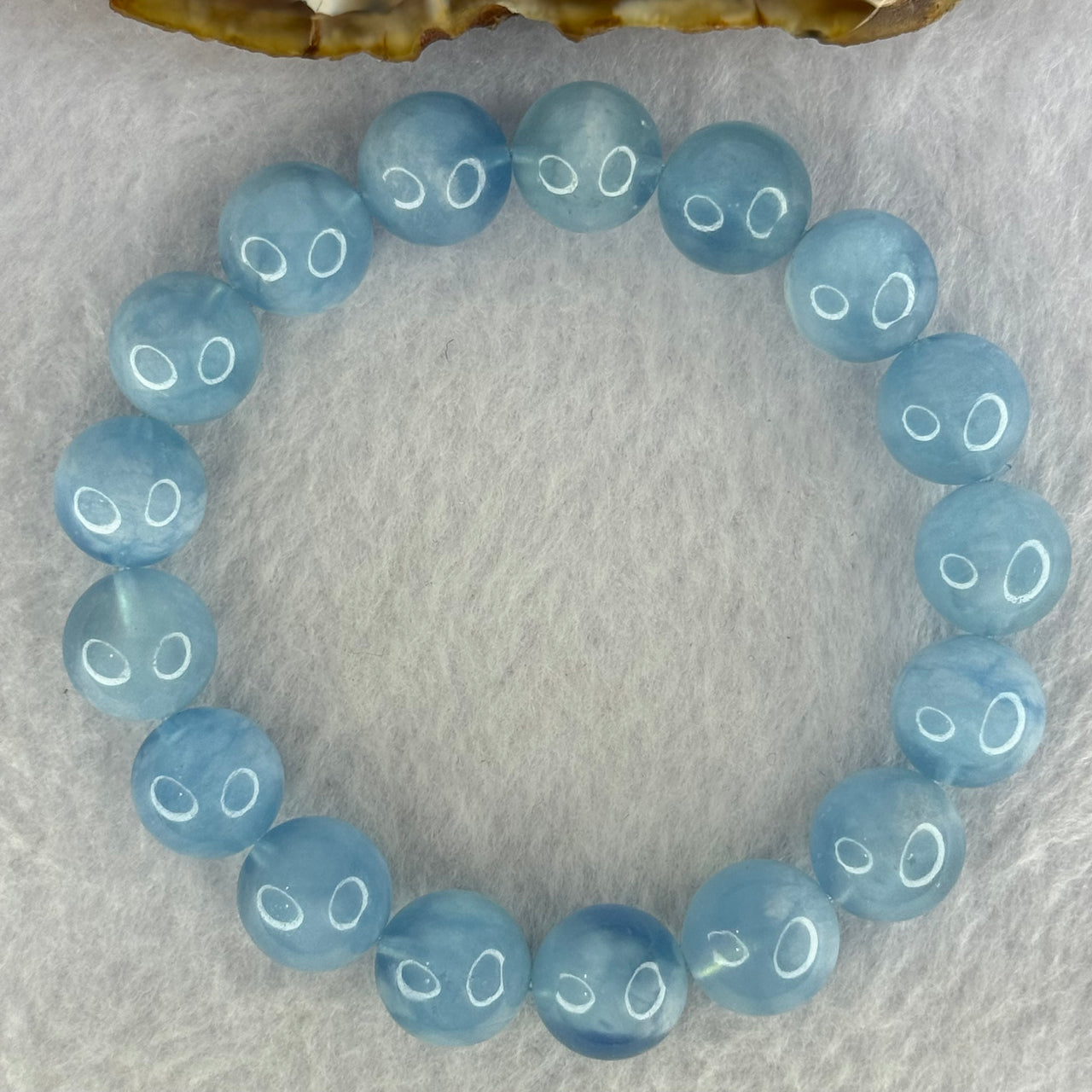 Natural Aquamarine Beads Bracelet 47.55g 19cm 12.8mm 17 Beads