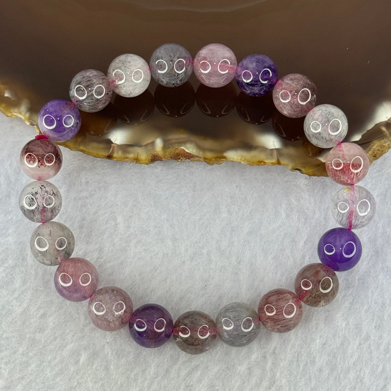 Natural Super 7 Beads Bracelet 22.55g 16cm 9.3mm 21 Beads