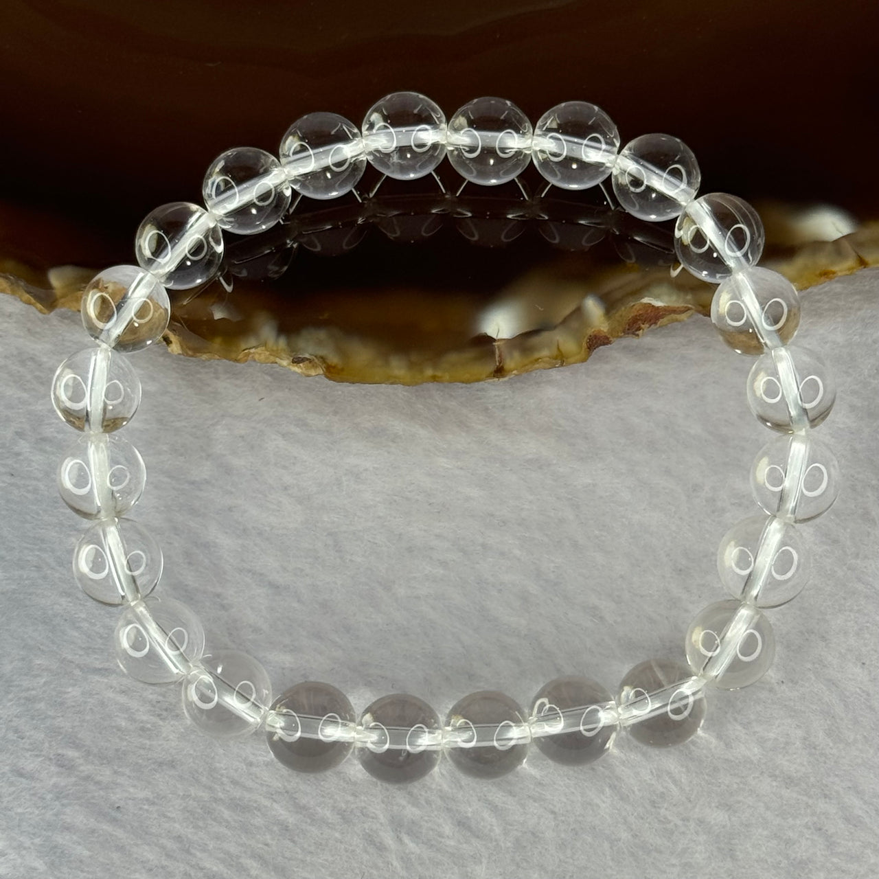 Natural Clear Quartz Bracelet 天然白水晶手链 18.55g 16.5cm 8.4mm 24 Beads