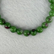 Natural Emerald And Ruby Zoisite Beads Bracelet 18.20g 15.5cm 7.7mm 25 Beads - Huangs Jadeite and Jewelry Pte Ltd