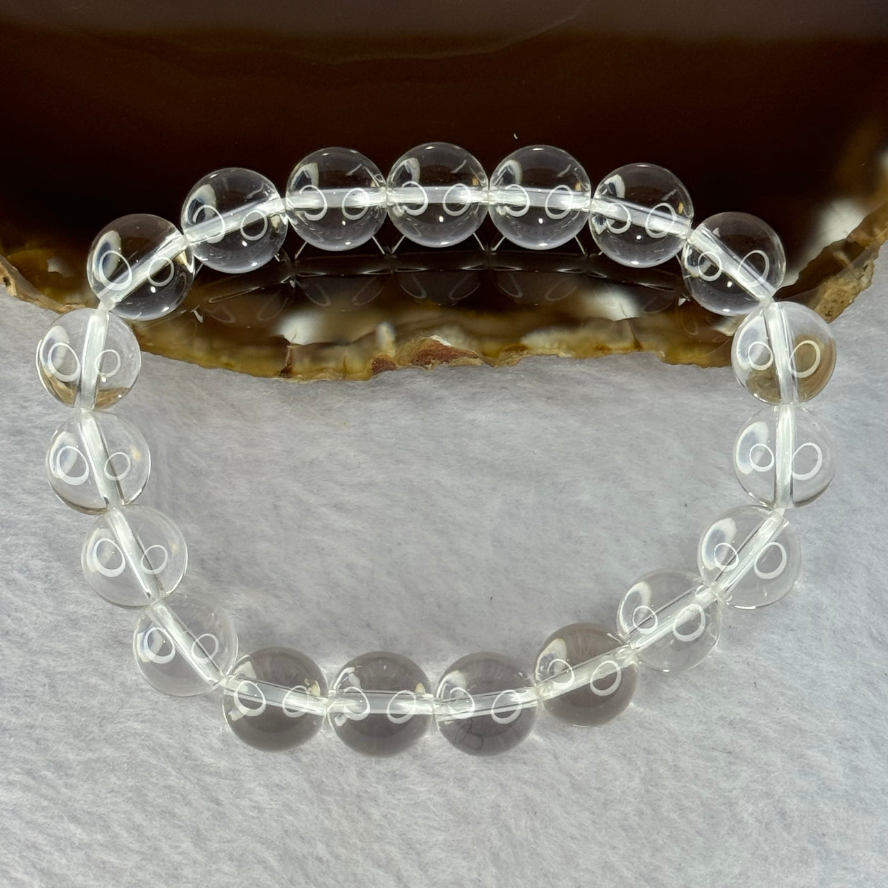 Natural Clear Quartz Bracelet 天然白水晶手链 30.76g 17cm 10.6mm 19 Beads