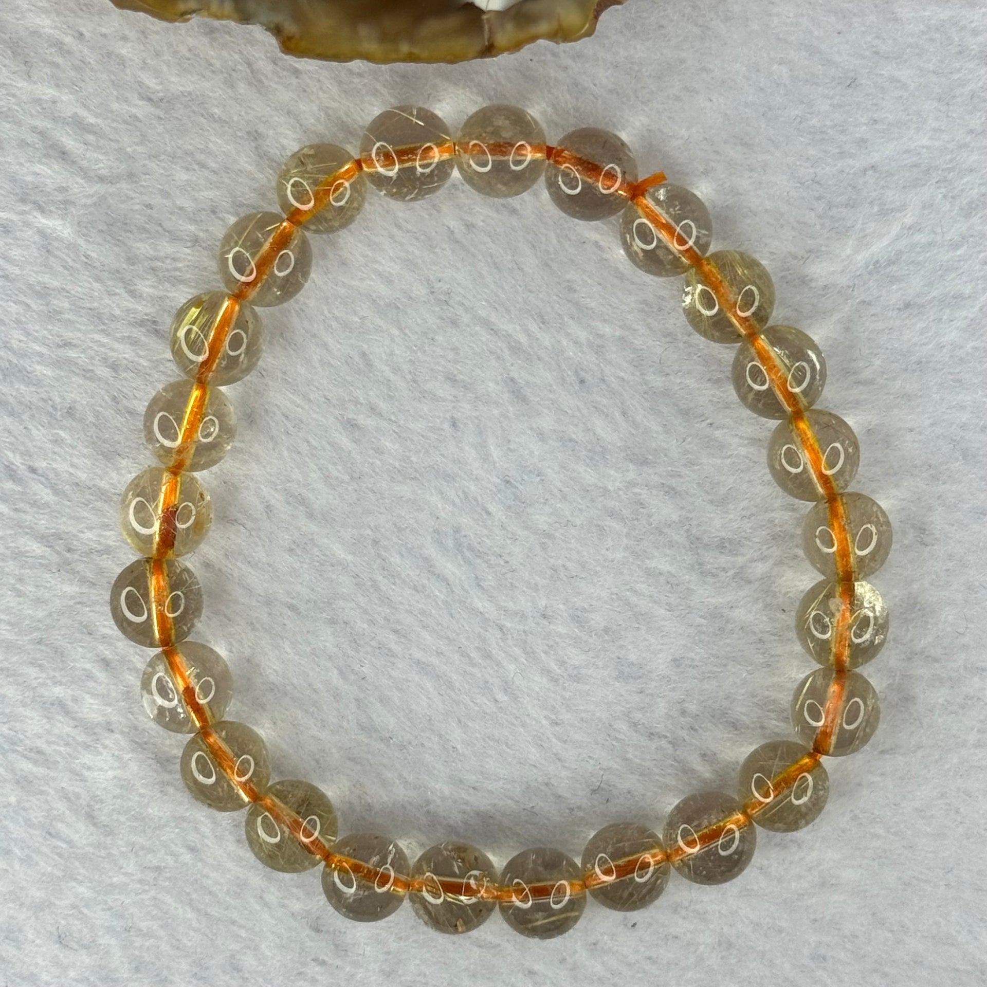 Natural Golden Rutilated Quartz Beads 天然金发水晶手链 15.35g 15.5cm 7.8mm 25 Beads - Huangs Jadeite and Jewelry Pte Ltd