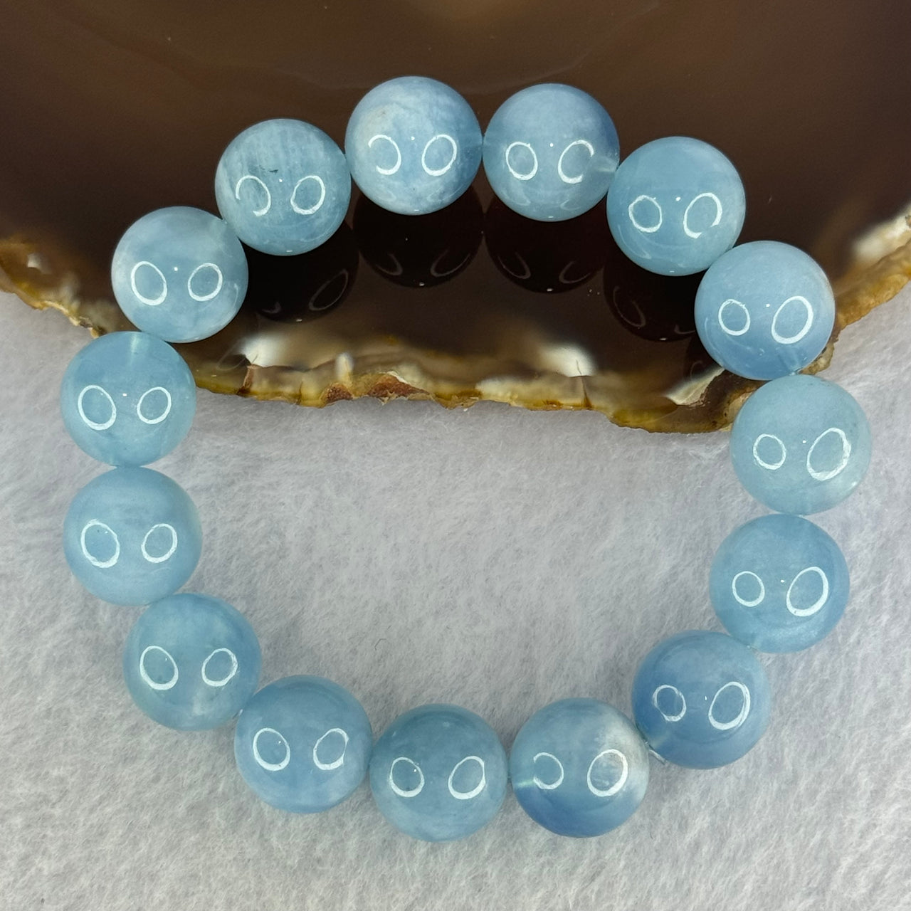 Natural Aquamarine Beads Bracelet  59.88g 18.5cm 14.4mm 15 Beads