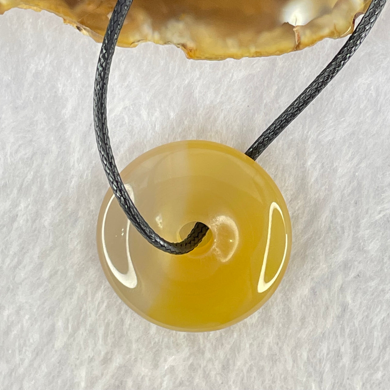 Natural Agate Ping An Kou Donut Pendant 12.29g 30.0 by 8.0mm