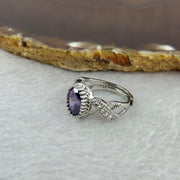 Purple Zircon Simulated Amethyst in PT950 Plated 925 Sliver Sliver Ring (Adjustable Size) 冰花爆闪浅紫色锆石仿真紫水晶椭圆形开口戒指 3.92g 9.4 by 7.5 by 5.2mm - Huangs Jadeite and Jewelry Pte Ltd