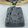 Black Obsidian Beads Necklace with Black Obsidian Guan Gong Pendant 43.61g 57.6 by 38.7 by 11.7mm