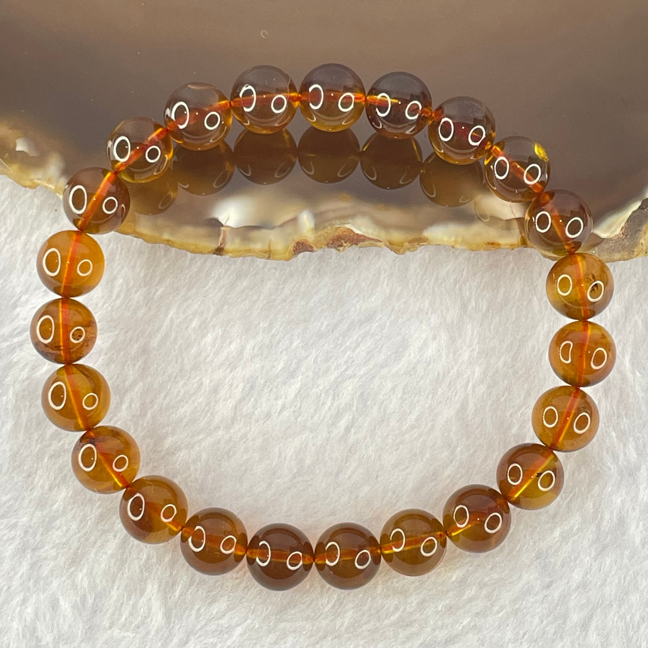 Natural Purple Honey Amber Beads Bracelet 天然紫蜜琥珀手链 6.00g 15cm 7.9mm 23 Beads