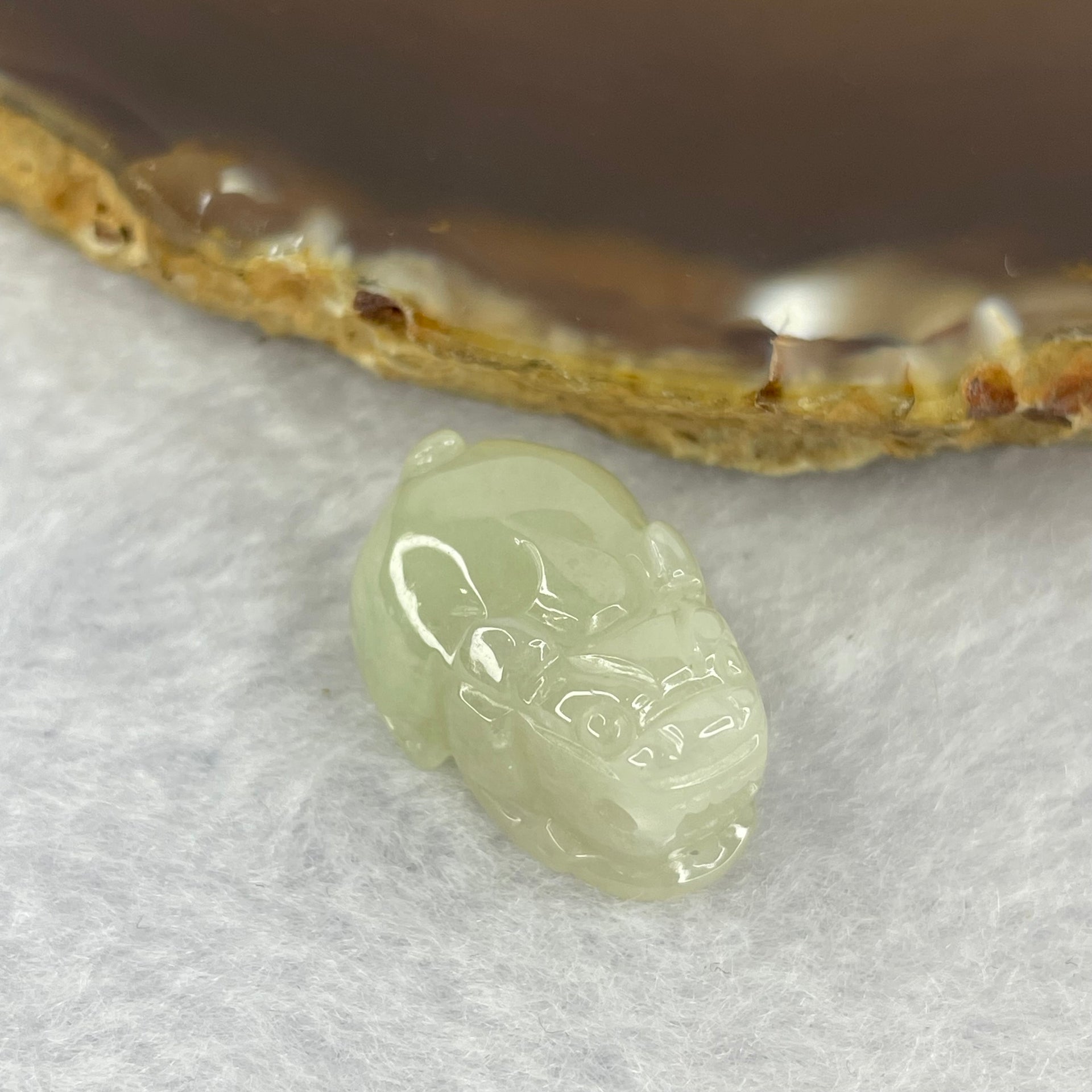 Type A Light Yellow Jadeite Pixiu Pendent A货浅黄色翡翠貔貅吊坠 7.06g 21.8 by 14.5 by 11.6 mm - Huangs Jadeite and Jewelry Pte Ltd