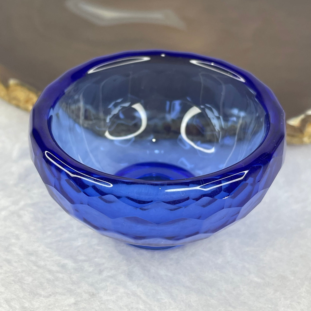 Blue Bowl Luili Display 68.76g 61.0 by 36.7mm - Huangs Jadeite and Jewelry Pte Ltd