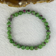 Natural Emerald And Ruby Zoisite Beads Bracelet 13.89g 15.5cm 6.8mm 28 Beads - Huangs Jadeite and Jewelry Pte Ltd